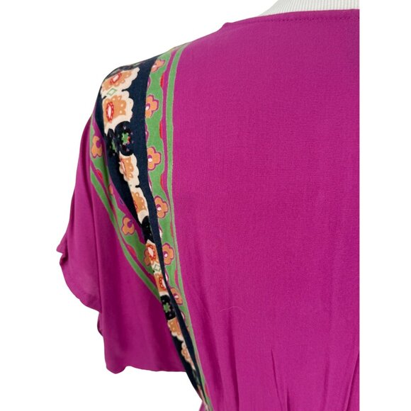 Vintage 90s Angie Multicolored Print Boho Rayon Casual Summer Mini Dress Tunic - Picture 10 of 16